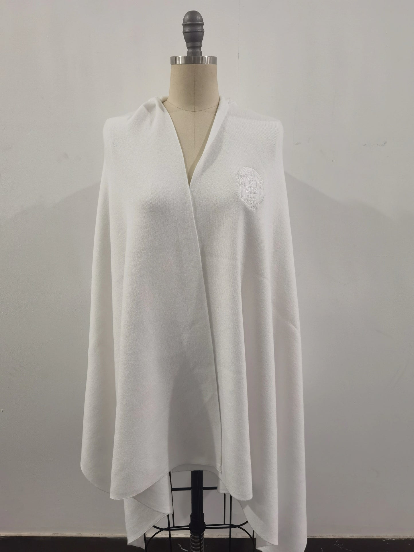 PRE-ORDER: ZΦΒ White Heritage Hooded Shawl