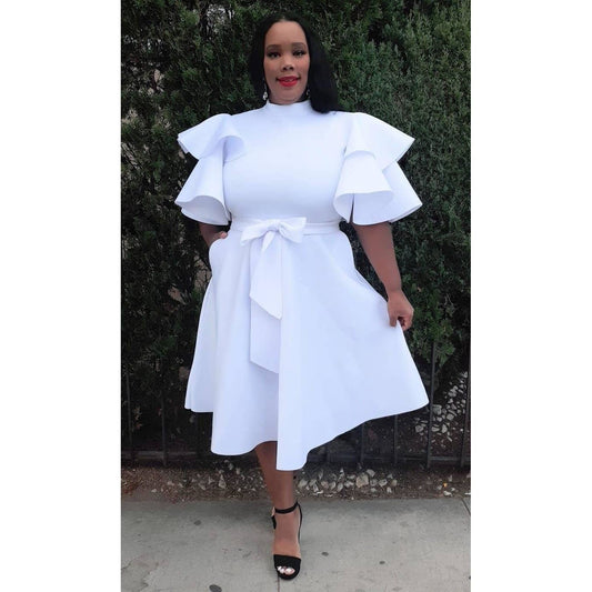 Plus Size Extravagant Fit and Flare Midi Dress