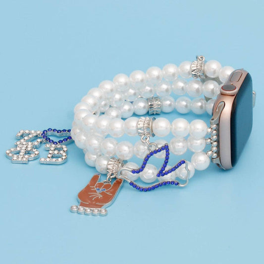 ΖΦΒ Sorority White Pearl Watch Band for Women