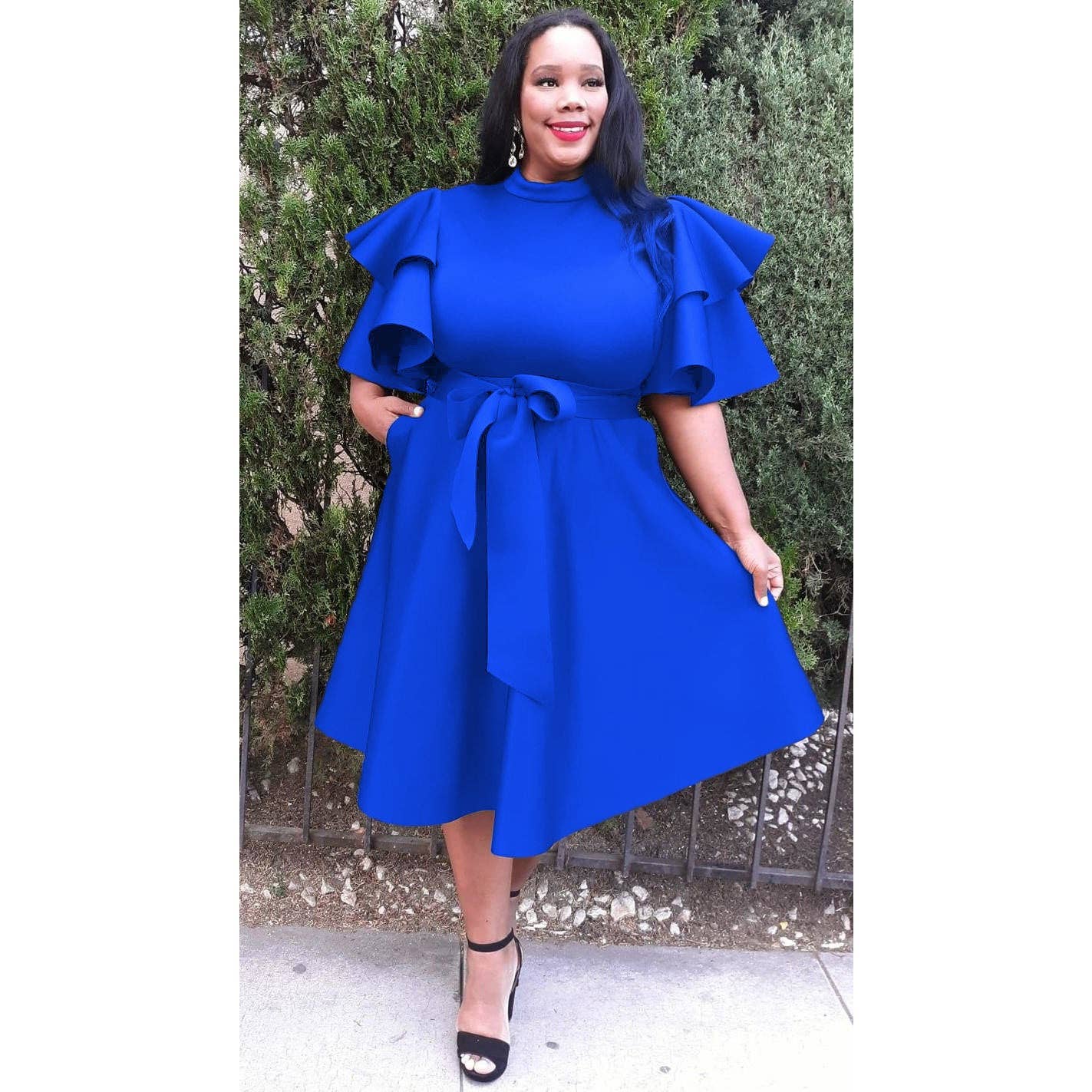 Plus Size Extravagant Fit and Flare Midi Dress