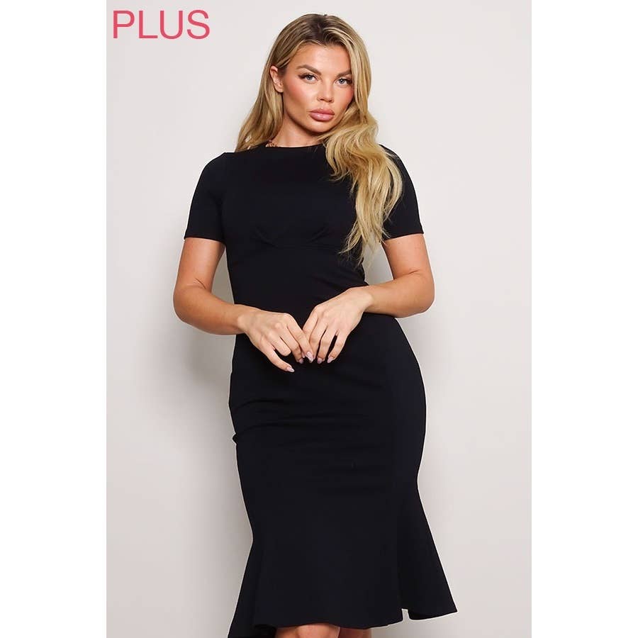 SO CLASSY TRUMPET MIDI DRESS PLUS