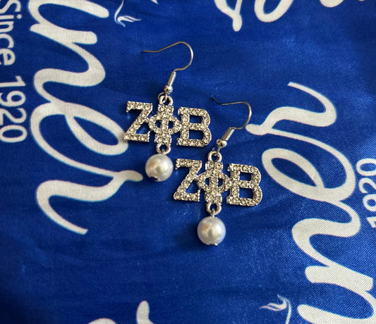 ΖΦΒ Teardrop Pearl Earrings