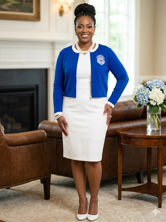 Royal blue cropped cardigan sweater