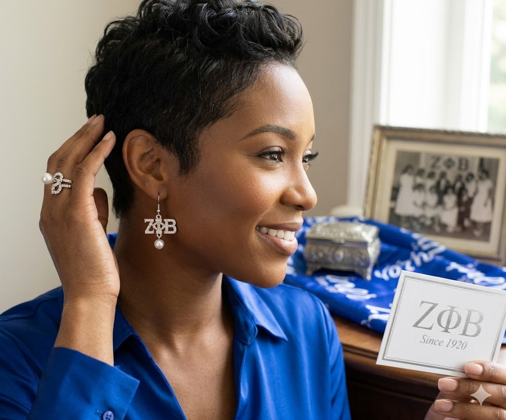 ΖΦΒ Teardrop Pearl Earrings