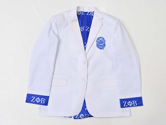 (PRE-ORDER) ZΦΒ White Satin Lined Blazer