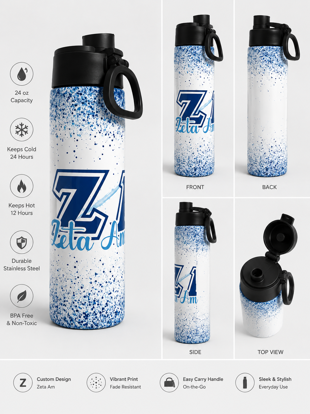 Zeta Amicae Aluminum Water Bottle