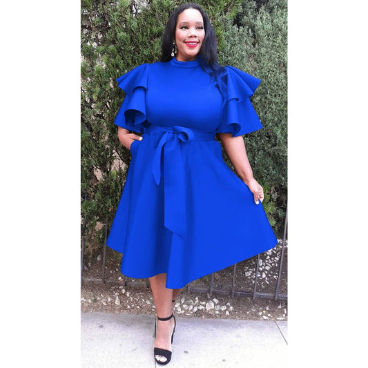 Plus Size Extravagant Fit and Flare Midi Dress