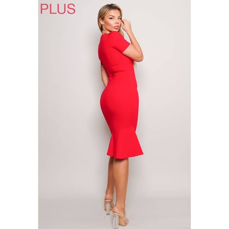 SO CLASSY TRUMPET MIDI DRESS PLUS