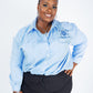 Zeta Phi Beta Oversized-Striped Button Down Shirt (Plus Size)